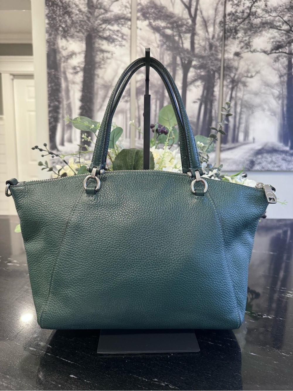 🍃COACH Prairie Satchel Pebble Leather Forest Green Crossbody Bag Style 79997 - Picture 8 of 16